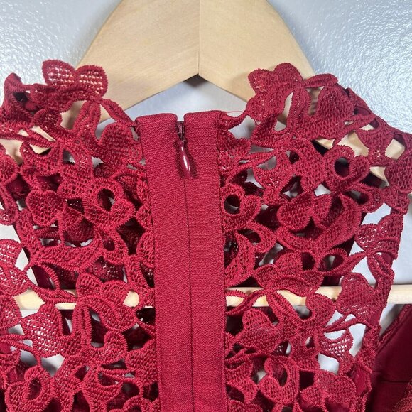 Keepsake Uplifted Midi Dress Size XS Burnt Red Lace Formal Event Wedding Guest - Picture 9 of 13